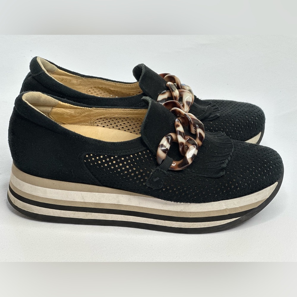 Softwaves CADIE Slip On Black Platform Sneakers - Size 37